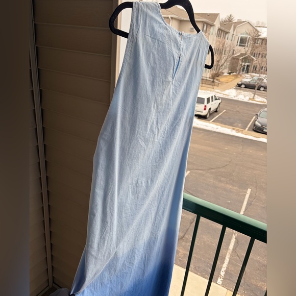 🆕🦋 DKNY Blue Ombre Midi Dress Size 10 NWT 100% Cotton Ruched Side Summer Dress - Picture 7 of 15